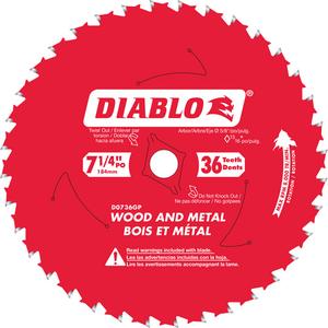 Circular Saw Blade - 7-1/4", 5/8", 36, Wood/Metal, 5°, 0.067", C-ATB, 8000