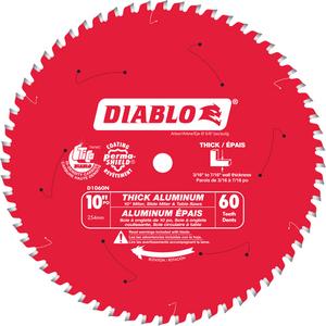 Thick Aluminum Cutting Circular Saw Blade - 10", 5/8", 60, Plastic/Non-Ferrous/Fibreglass, '-5°, 0.11", 6000