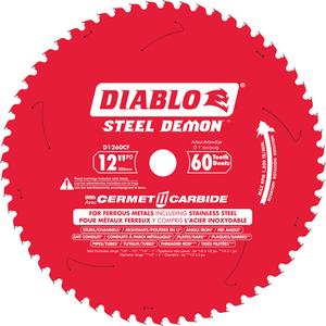 Steel Demon™ Cermet II Circular Saw Blade - 12", 1", 60, Metal, 0°, 0.083", 0.071", TCG