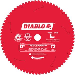Thick Aluminum Cutting Circular Saw Blade - 12", 1", 72, Plastic/Non-Ferrous/Fibreglass, '-5°, 0.11", 5000