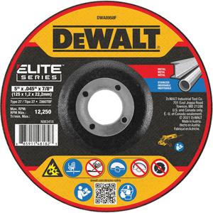 Elite™ Series Metal Cut-Off Wheel - 5", 0.045", 7/8", 10200, 27, Zirconia Alumina