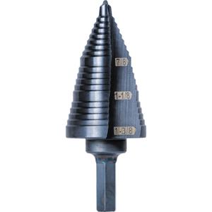 3-Step Drill Bit - High Speed Steel, 1-3/8", 7/8", 46 mm, Straight, 3/8"