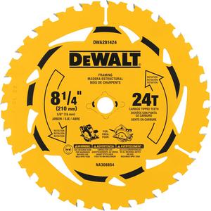 Ripping Circular Saw Blade - 8-1/4", 5/8", 40, Wood, Standard Tooth, Fine, Tungsten Carbide-Tipped Steel