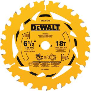 Framing Circular Saw Blade - 6-1/2", 5/8", 18, Wood