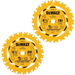 Circular Saw Blade Combo Pack - 6-1/2", 5/8", 24/18, Wood, Blend