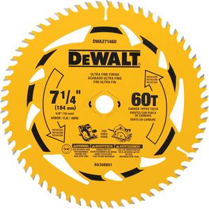 Circular Saw Blade - 7-1/4", 5/8", 60, Wood, Tungsten Carbide-Tipped Steel, Standard Tooth, Fine