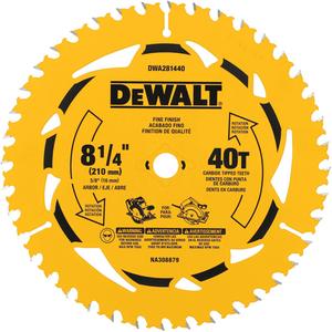 Cross Cutting Circular Saw Blade - 8-1/4", 5/8", 40, Wood, Tungsten Carbide-Tipped Steel, Standard Tooth, Fine