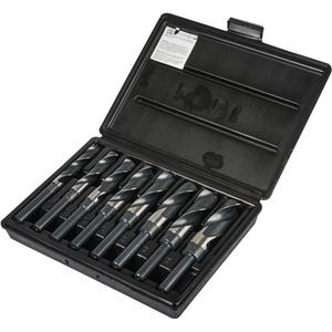 Reduced Shank Drill Bit Set - 8, High Speed Steel, Steam Oxide, 1/2", Tri-flat