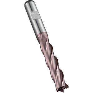 Square End Mill - High Speed Cobalt, 5 mm, 24 mm, 4, 68 mm, 6 mm, 30°, Titanium Aluminum Nitride, Powder Metallurgy, 12°