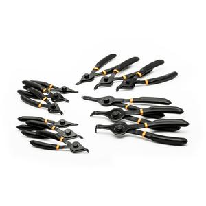 12-Piece Fixed Tip Convertible Snap Ring Plier Set - 9-4/5", 45°/90°, ASME B107.500, Black, Double Dip, Convertible