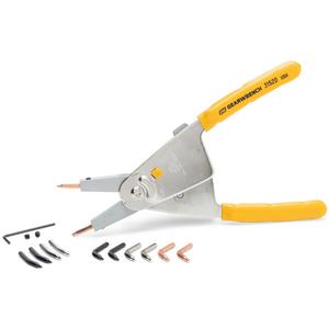 Extra Large Universal Convertible Retaining Ring Pliers - 10-1/4", 90°/15°, ASME B107.500, Red, 4", Plastic Dipped