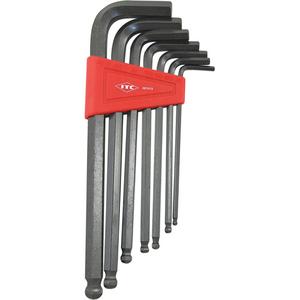 Ball Nose Hex Key Set - 7, Imperial, 1/8; 5/32; 3/16; 7/32; 1/4; 5/16; 3/8", L-Handle