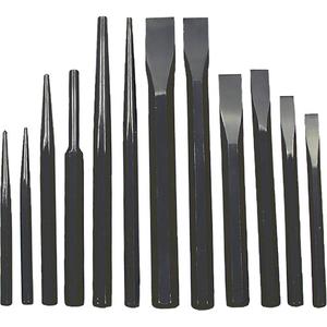 IPC-12 Jumbo Punch & Chisel Set - 12, 3/16" X 6" Centre Punch,  1/2" x 6-3/4", 5/8" x 7", 3/4" x 8", 15/16" x 10"