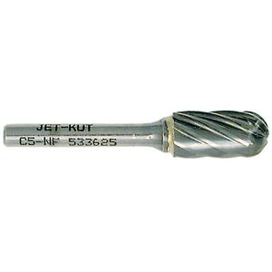 C5-NF JET-KUT® Ball Nose Shape Bur for Aluminum/Non-ferrous Materials - 1/2", 1/4", 1", Cylinder with Radius End, Aluminum; Non-Ferrous Materials; Reinforced Plastics; Soft Steel; Soft Materials