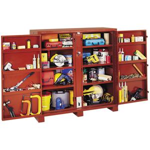 Jobsite Shelf Cabinet - Red, 60-1/8", 24-1/4", 60-3/4", Steel, 47.5 Cubic Feet
