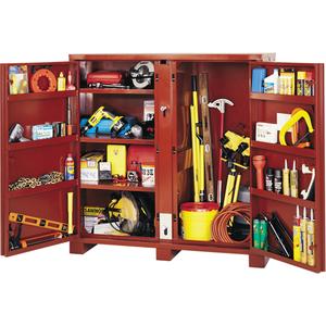 Jobsite Shelf Cabinet - Red, 60-1/8", 24-1/4", 60-3/4", Steel, 47.5 Cubic Feet