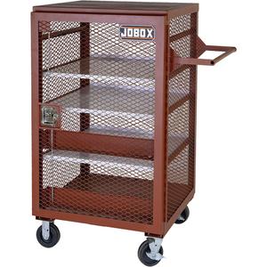 Mobile Mesh Cabinet - Red, 33", 42.5", 51.25", Steel, 22 Cubic Feet, 2 fixed & 2 locking swivel casters, 1000 lbs.