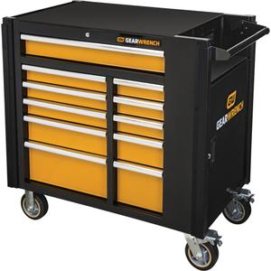 Powered Tool Cart - 11, Orange/Black, 24-7/16", 42-1/2", 41", 19000 Cubic Inch, 2000 lbs., 20 gauge steel, 2 rigid and 2 locking swivel casters