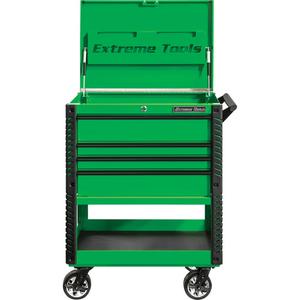 EX Deluxe Series Tool Cart - 4, Green, 22-7/8", 33", 44-1/4", Black