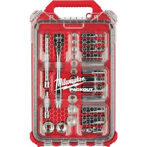 Ratchet & Socket Set with Packout™ Low-Profile Compact Organizer - 3/8", Hand/Standard, Deep, 28