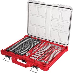 Ratchet & Socket Set with Packout™ Low-Profile Organizer - 1/4"/3/8", Hand/Standard, Deep, 106