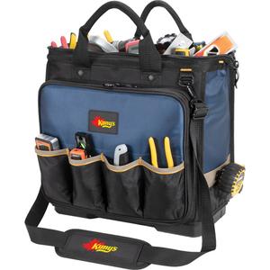 Molded Base Multi-Compartment Technician's Tool Bag - Black/Blue, Ballistic Polyester, 54