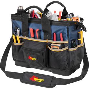 Molded Base Big-Mouth Tote Tool Bag - Black/Blue, Ballistic Polyester, 23