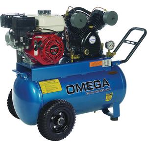 Contractor Series Air Compressors - 5.5 HP, 10.5 at 125 PSI, Gas, 16.6 Gal. (20 US Gal), 125, 90 Run/82 Idle, N/A, 1100, 190, 20 gal. portable