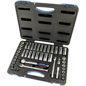SW3845C-6 Socket Wrench Set - 3/8", Blow Mold Case with Removable Lid, 3/8"; 7/16"; 1/2"; 9/16"; 5/8"; 11/16"; 3/4"; 13/16" (Deep); 3/8"; 7/16"; 1/2"; 9/16"; 5/8"; 11/16"; 3/4" (Standard) 8 mm; 9 mm; 10 mm; 11 mm; 12 mm; 13 mm; 14 mm; 15 mm; 16 mm; 17 mm; 18 mm; 19 mm (Deep and Standard)