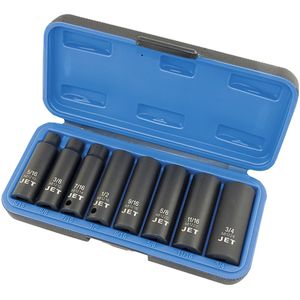 PS838D SAE Socket Set - 3/8", Impact, Deep, 8, 1/2"; 11/16"; 3/4"; 3/8"; 5/16"; 5/8"; 7/16"; 9/16", Black Phosphate, 6