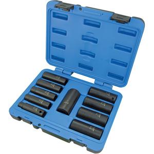 PS1012D 6-Point SAE Socket Set - 1/2", Impact, Deep, 10, ANSI; GGG-W-660A, Black Phosphate, Chrome Molybdenum, 6
