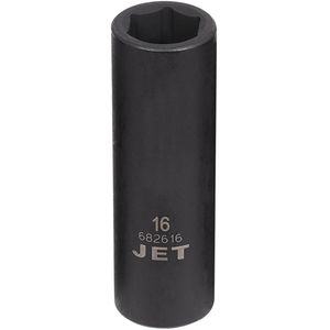 Socket - 010-LWIZ239 - 1/2", 16 mm, 6, Impact, Deep, Black Phosphate