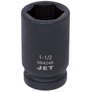 Socket - 010-LWIZ215 - 1", 1-1/2", 6, Impact, Deep, Black Phosphate