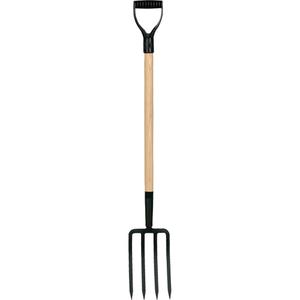 Spading Fork - 4 tines - Hardwood, D-Grip, 30.5", 4, 10", Forged and tempered steel, 1", 10" x 6"