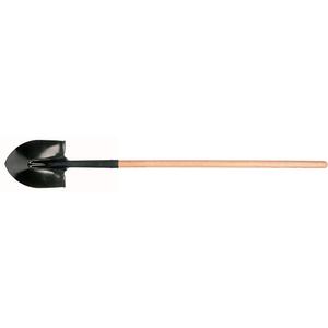Round Point Shovel - 10-3/4" x 8", Tempered Steel, Hardwood, Straight, 42"