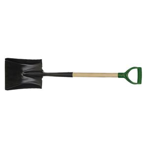 Square Point Shovel - 9" x 11", Tempered Steel, Wood, D-Grip, 29"