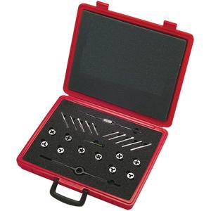 Tap & Die Sets with Production Hand Taps and Carbon Steel Round Adjustable Dies - 20