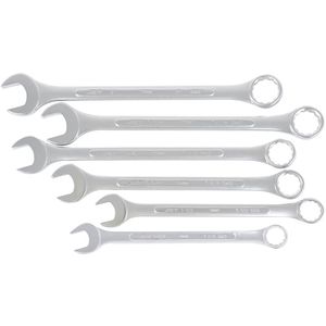 Fully Polished Long Pattern Combination Wrench Set - 6, Imperial, Combination