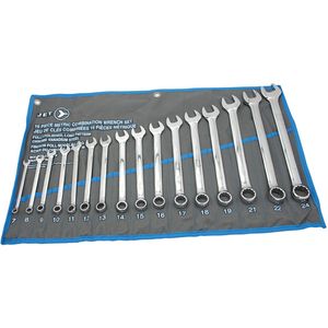 Fully Polished Long Pattern Combination Wrench Set - 16, Metric, Combination