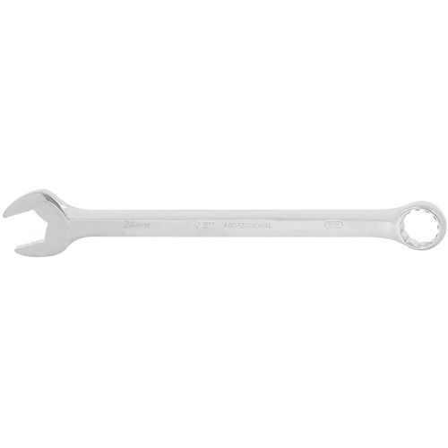 Long Pattern Fully Polished Combination Wrench - 24 mm, Chrome, Plain