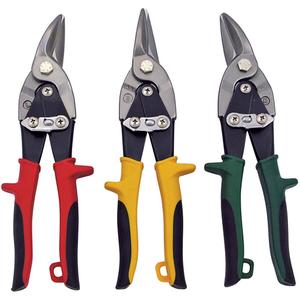 JAS-3S Super Heavy Duty Aviation Snip Set - 3, Left Cut; Straight Cut; Right Cut, Dual Moulded Non-Slip; Lockable; Spring Loaded Auto-Open, HRC 60 - 62, 10"