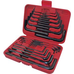 JHK-25SM Hex Key Set - 25, Metric & Imperial, 1/16; 5/64; 3/32; 7/64; 1/8; 9/64; 5/32; 3/16; 7/32; 1/4; 5/16; 3/8"; 1.5; 2.0; 2.5; 3.0; 4.0; 4.5 mm 5.0; 5.5; 6.0; 7.0; 8.0; 9.0; 10.0 mm