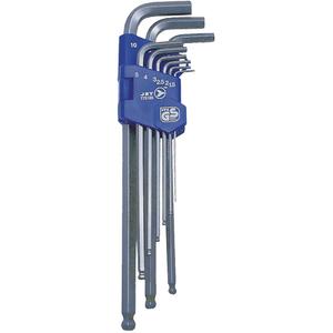 JBHK-9XLM Extra Long Ball Nose Hex Key Set - 9, Metric, 1.5; 2.0; 2.5; 3.0; 4.0; 5.0; 6.0; 8.0; 10.0 mm