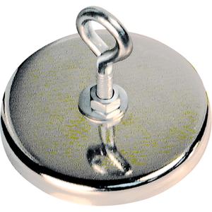 Low Profile Cup Magnets - 140 lbs., 3-3/16", 7/16", PLATED CUP & LOOP, 1/2"