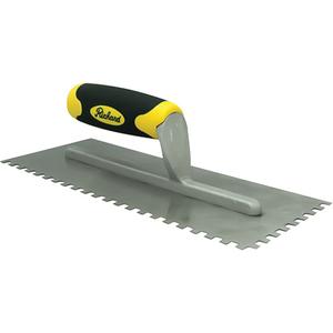 Ergo-Grip Square Notch Adhesive Trowels - Carbon Steel, Rubber, 11", 4-1/2", 1/4" x 1/4" x 1/4"