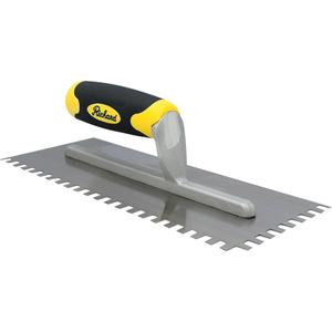 Ergo-Grip Square Notch Adhesive Trowels - Carbon Steel, Rubber, 11", 4-1/2", 3/8" x 1/4" x 1/4"