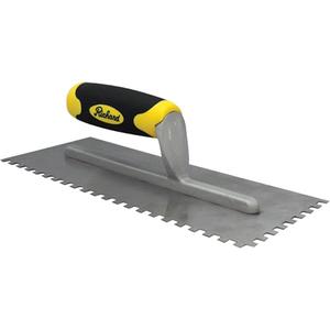 Ergo-Grip Square Notch Adhesive Trowels - Carbon Steel, Rubber, 11", 4-1/2", 1/2" x 1/2" x 1/2"