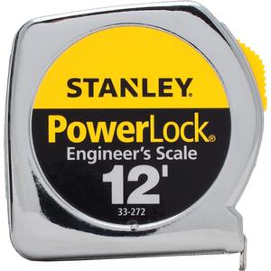 PowerLock® Tape Measure - 12', 1/2", Imperial, Chrome, Mylar®