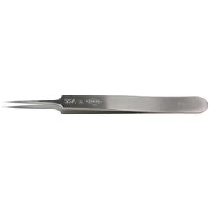 Tweezers - Pointed Tips, Straight Relieved - 4.53" (115 mm) - 4-53/100", Fine, Stainless Steel