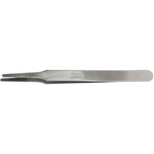 Tweezers - Flat Round Tips, Straight - 4.75" (120 mm) - 4-3/4", Flat, Stainless Steel